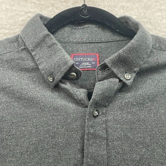 Untuckit Shirt Mens Large Gray Costanti Button Down Casual Preppy Long Sleeve - Picture 4 of 10